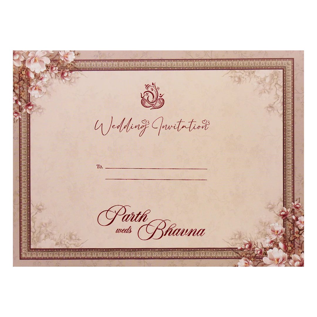 Pink Floral Padded Wedding Card-KSH72490 - Image 4