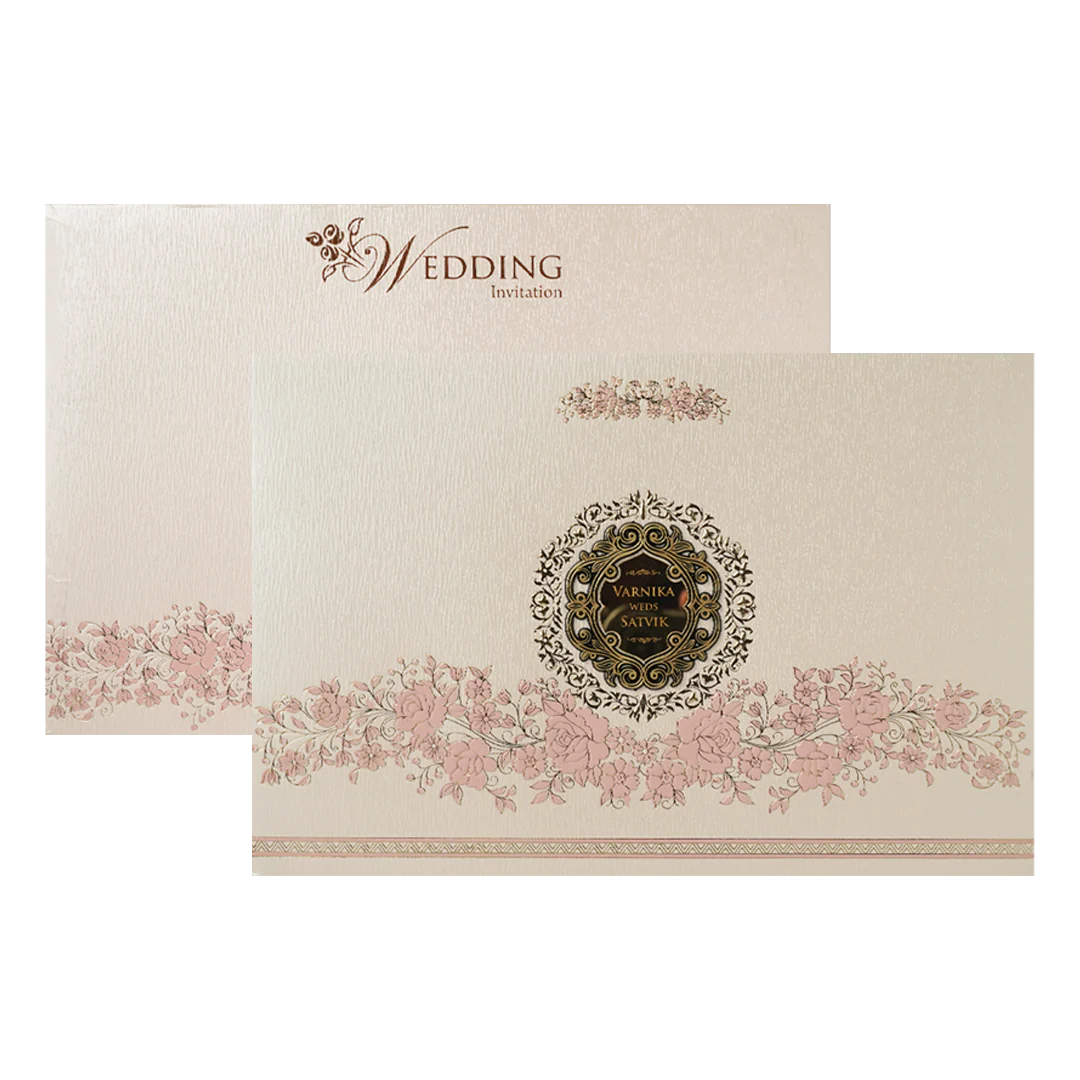Pink Floral Padded Wedding Card-KSSC2370 - Image 2