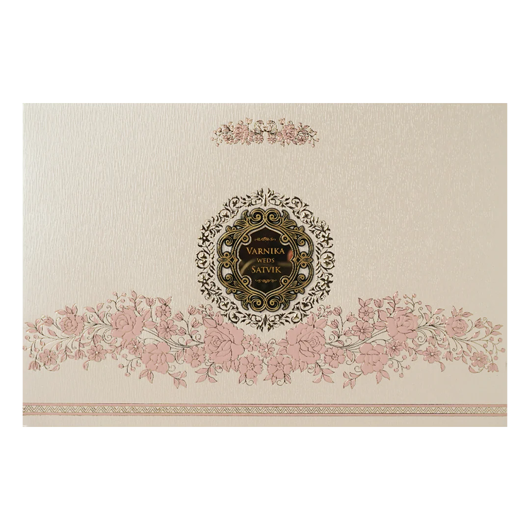 Pink Floral Padded Wedding Card-KSSC2370 - Image 3