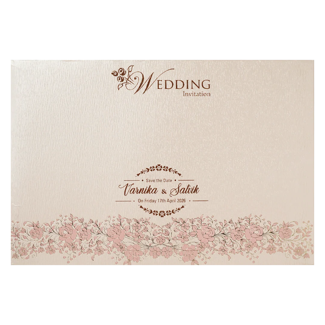 Pink Floral Padded Wedding Card-KSSC2370 - Image 4