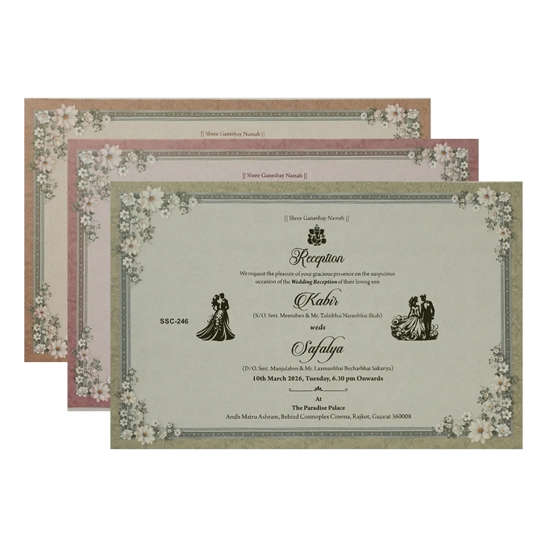 Pink Floral Padded Wedding Card-KSSC2460 - Image 5