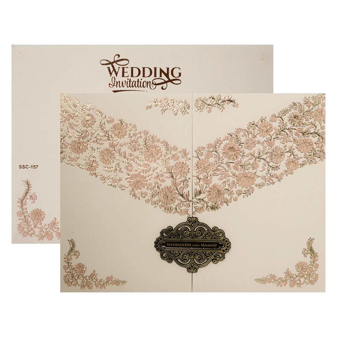 Pink Floral Padded Wedding Card-KSSC1570 - Image 2