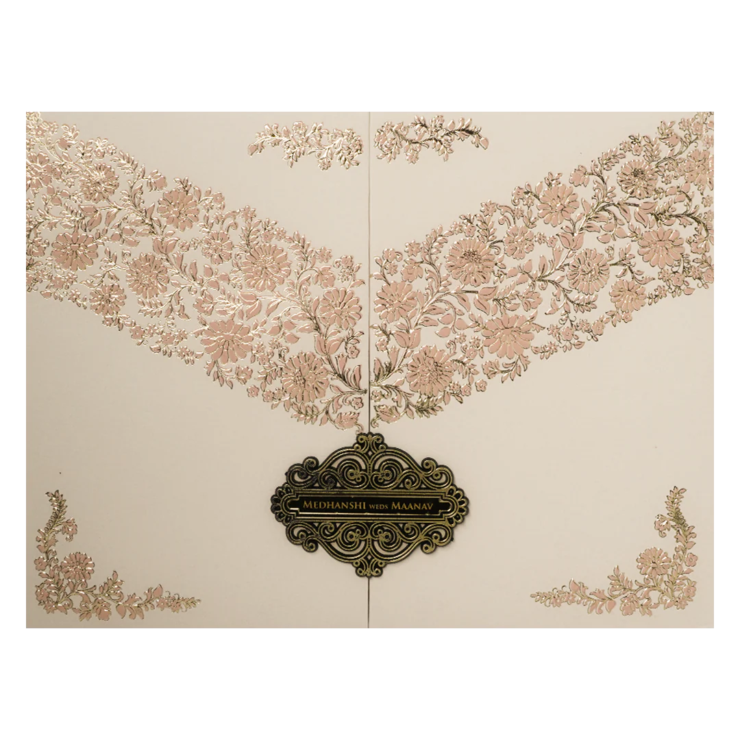 Pink Floral Padded Wedding Card-KSSC1570 - Image 3