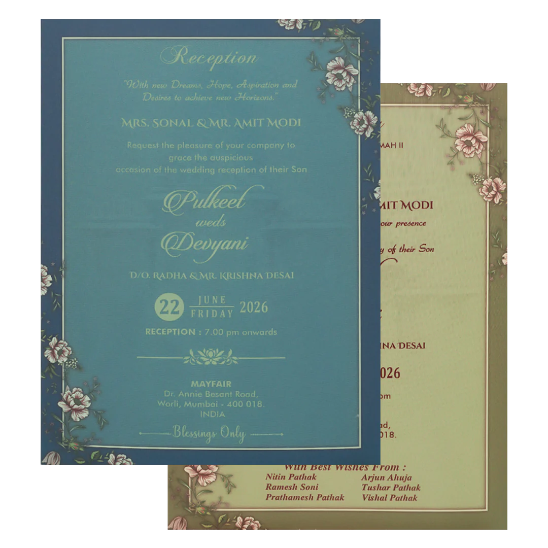 Pink Floral Palace Padded Wedding Card-KJTS1734 - Image 5