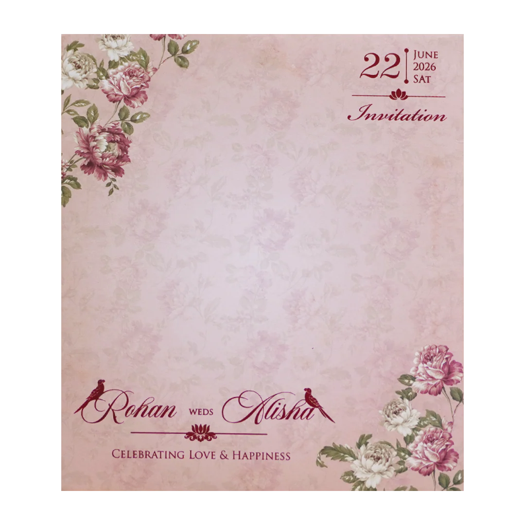 Pink Floral Parrot Laser Cut Wedding Card - KFR15170 - Image 4