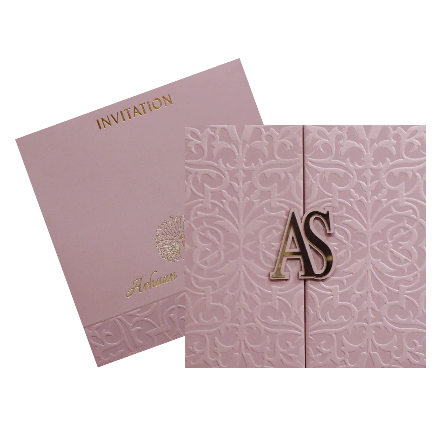 Pink Floral Textured Invitation Card-KRC30391 - Image 2