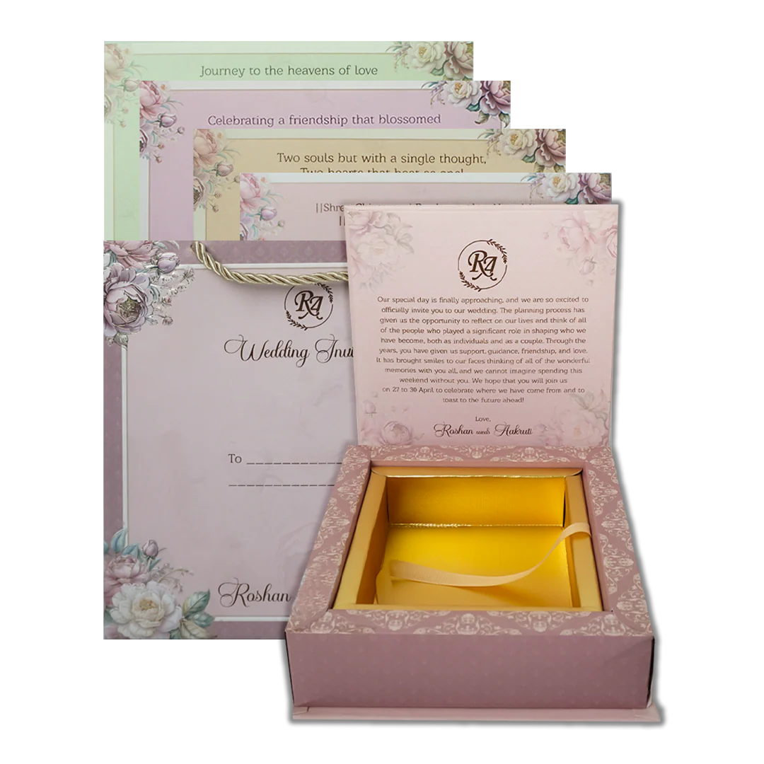Pink Floral Wedding Invitation Box - KSI64270