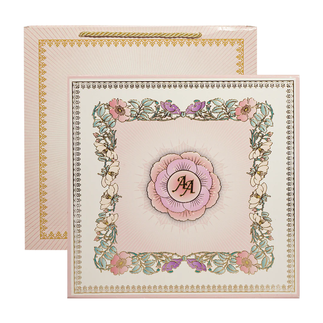 Pink Floral Wedding Invitation Box-KMMEX8350 - Image 3
