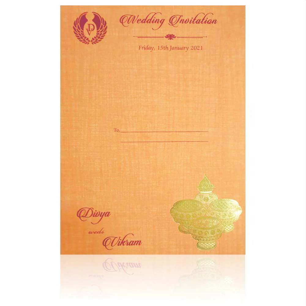 Pink Ganesha Pooja Padded Wedding Card - KNPS9522O - Image 4