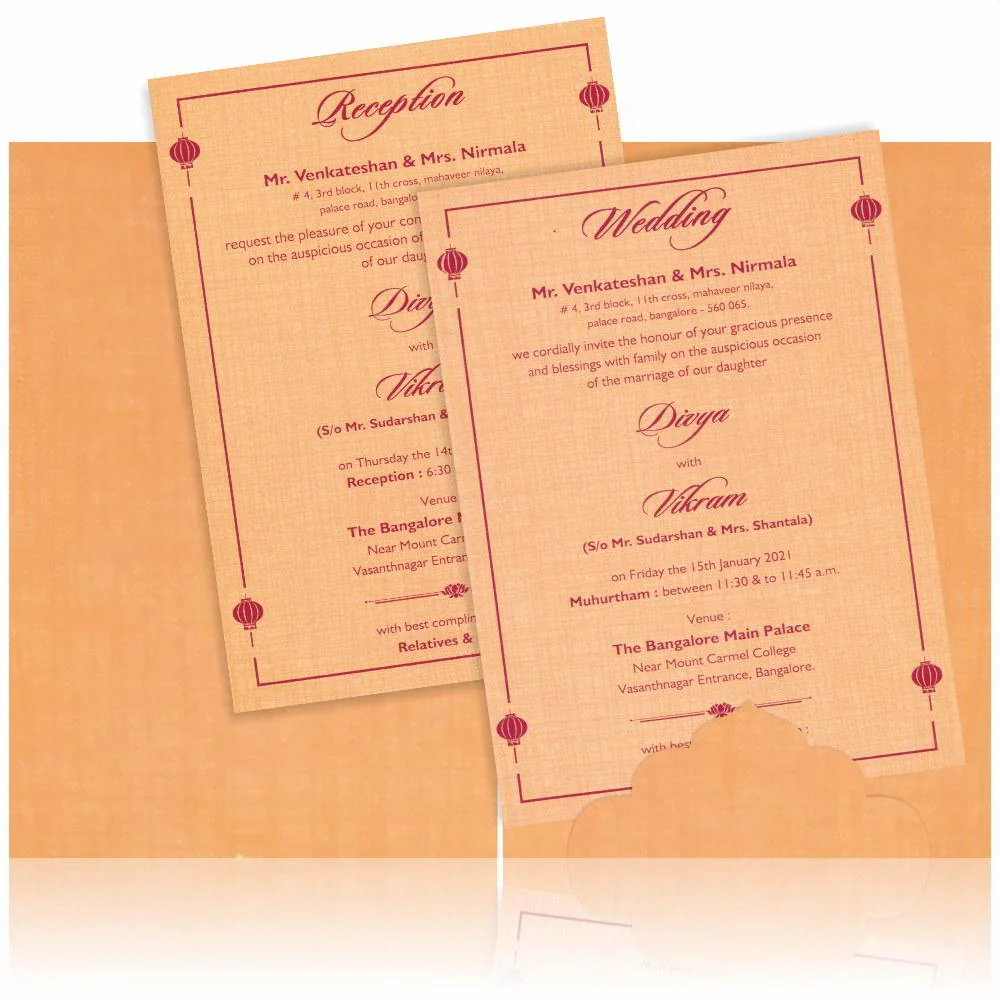 Pink Ganesha Pooja Padded Wedding Card - KNPS9522O - Image 5