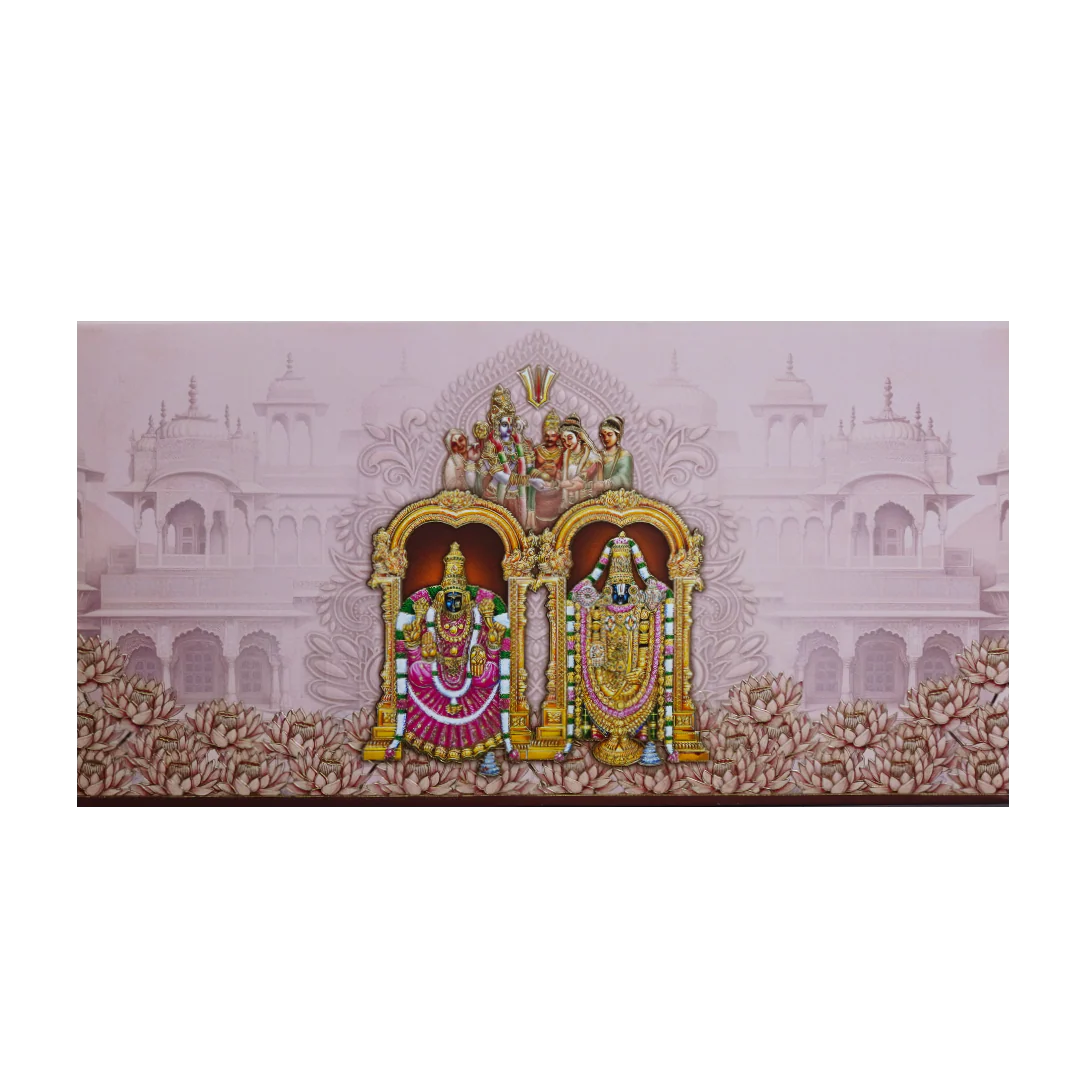 Pink God Themed Embossed Hindu Wedding Card-KPR24670 - Image 3