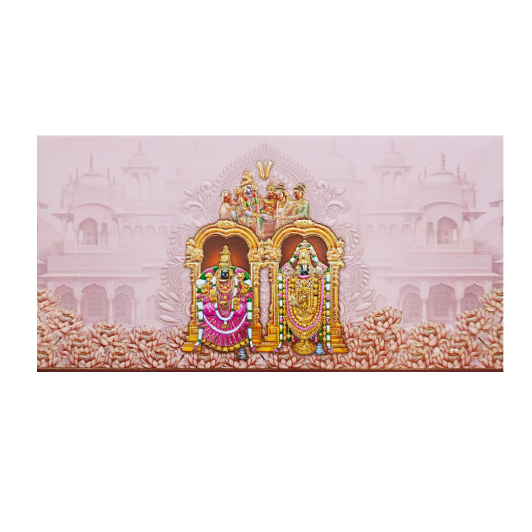 Pink Gold Embossed Balaji Padmavathi Wedding Invitation Card-KPR06490 - Image 3