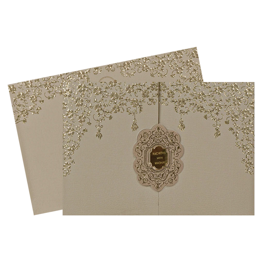 Pink Gold Floral Embossed Wedding Card-KSI64670 - Image 2