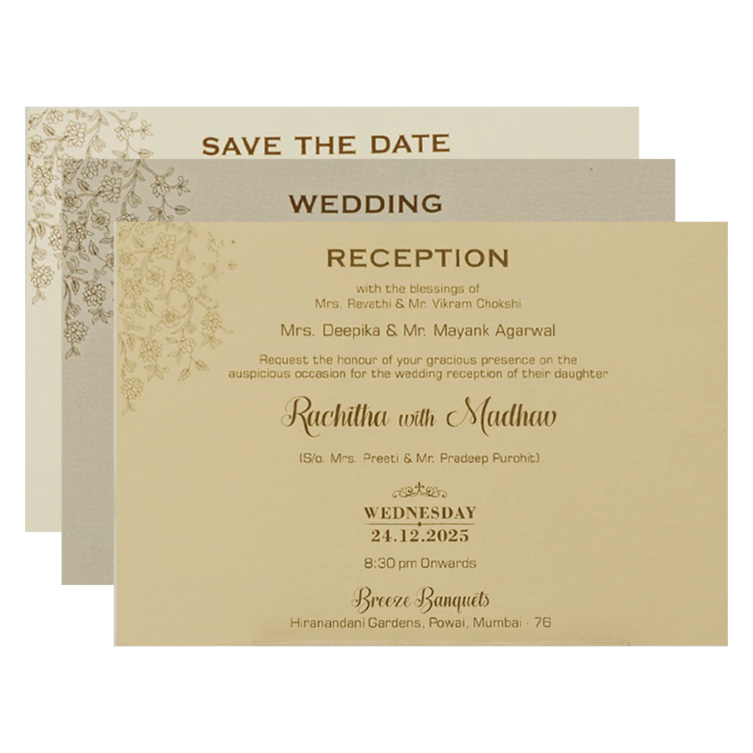 Pink Gold Floral Embossed Wedding Card-KSI64670 - Image 5