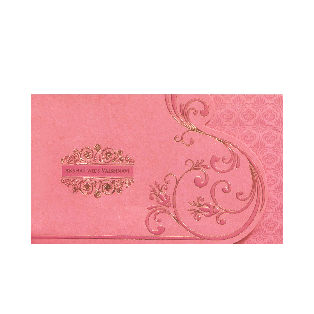 Pink Gold Foil Embossed Floral Wedding Invitation Card-KPR06430 - Image 3