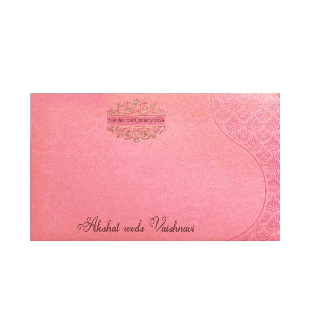 Pink Gold Foil Embossed Floral Wedding Invitation Card-KPR06430 - Image 4