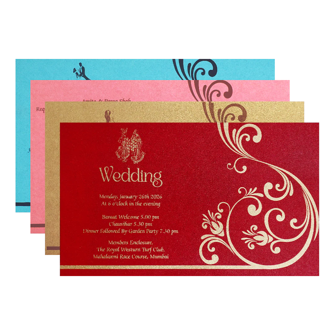 Pink Gold Foil Embossed Floral Wedding Invitation Card-KPR06430 - Image 5