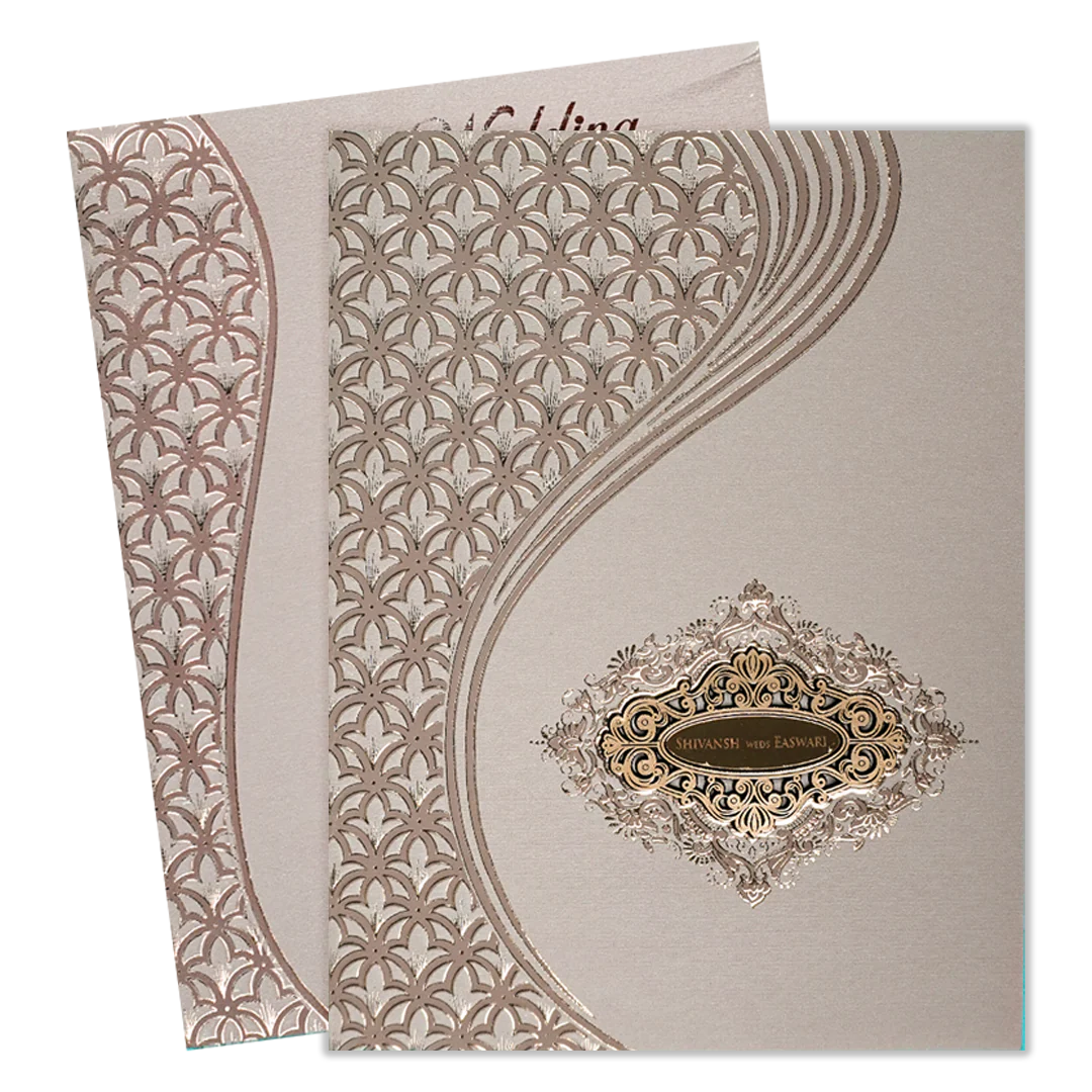 Pink Gold Geometric Padded Wedding Card-KSSC2190 - Image 2
