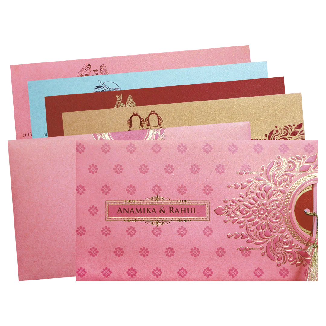 Pink Gold Mandala Cutout Wedding Card-KPR06350
