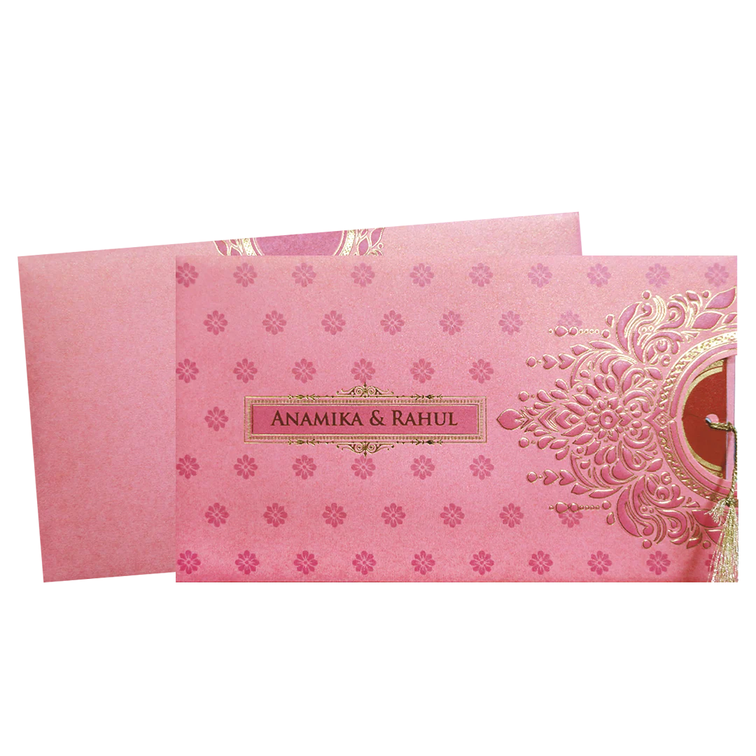 Pink Gold Mandala Cutout Wedding Card-KPR06350 - Image 2