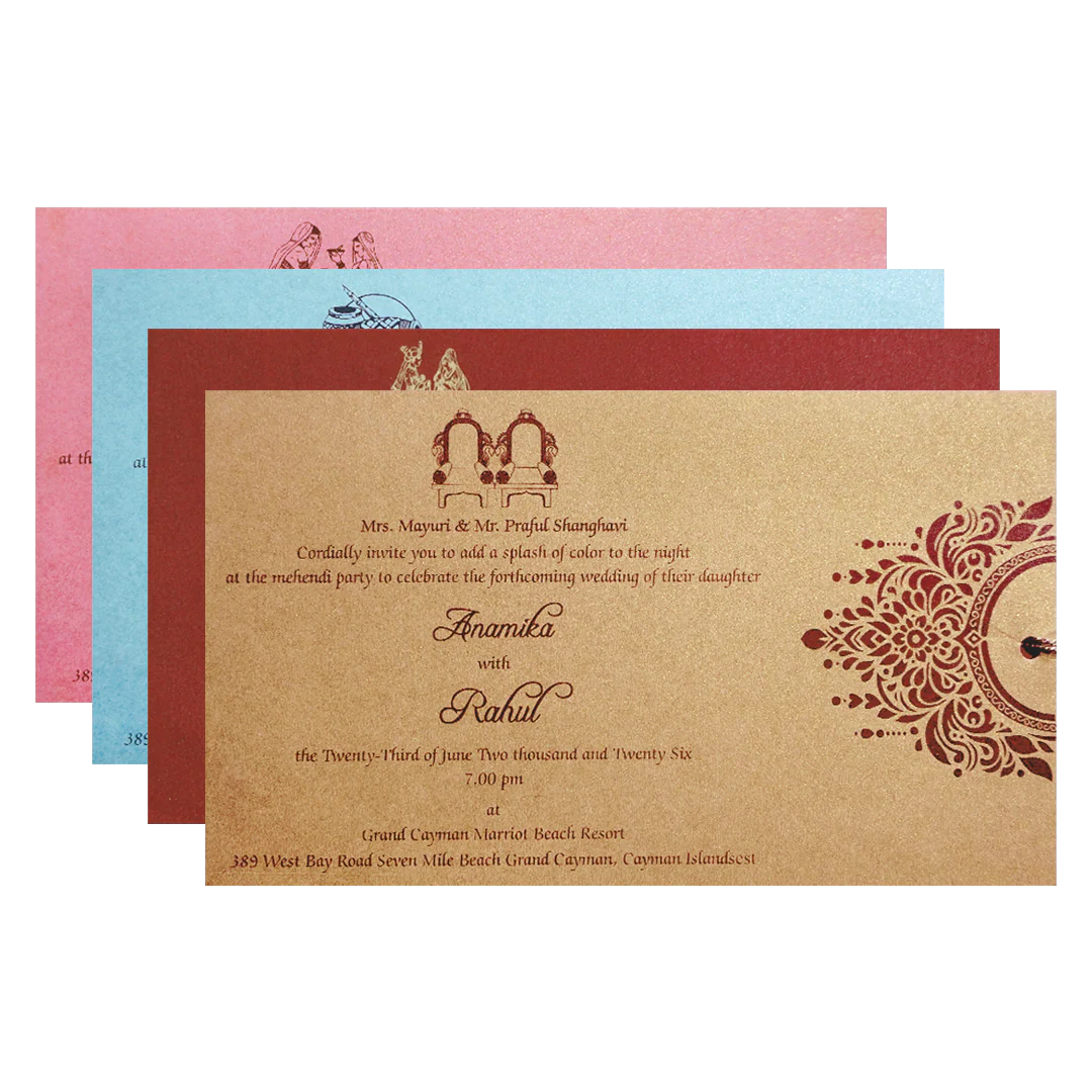 Pink Gold Mandala Cutout Wedding Card-KPR06350 - Image 5