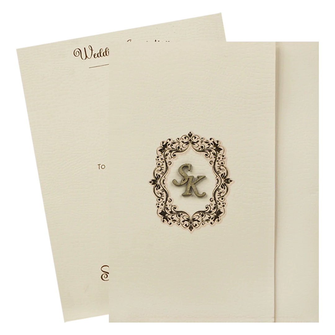 Pink Gold Ornate Frame Wedding Card-KSI64960 - Image 2