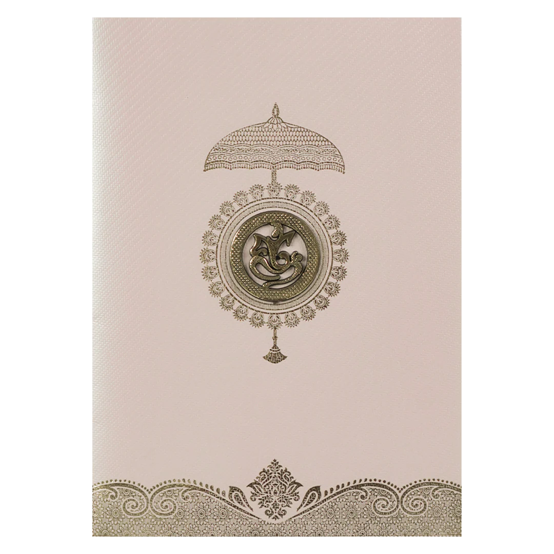 Pink Floral Wedding Card with Ganesha Sticker - KNKTPL024 - Image 3