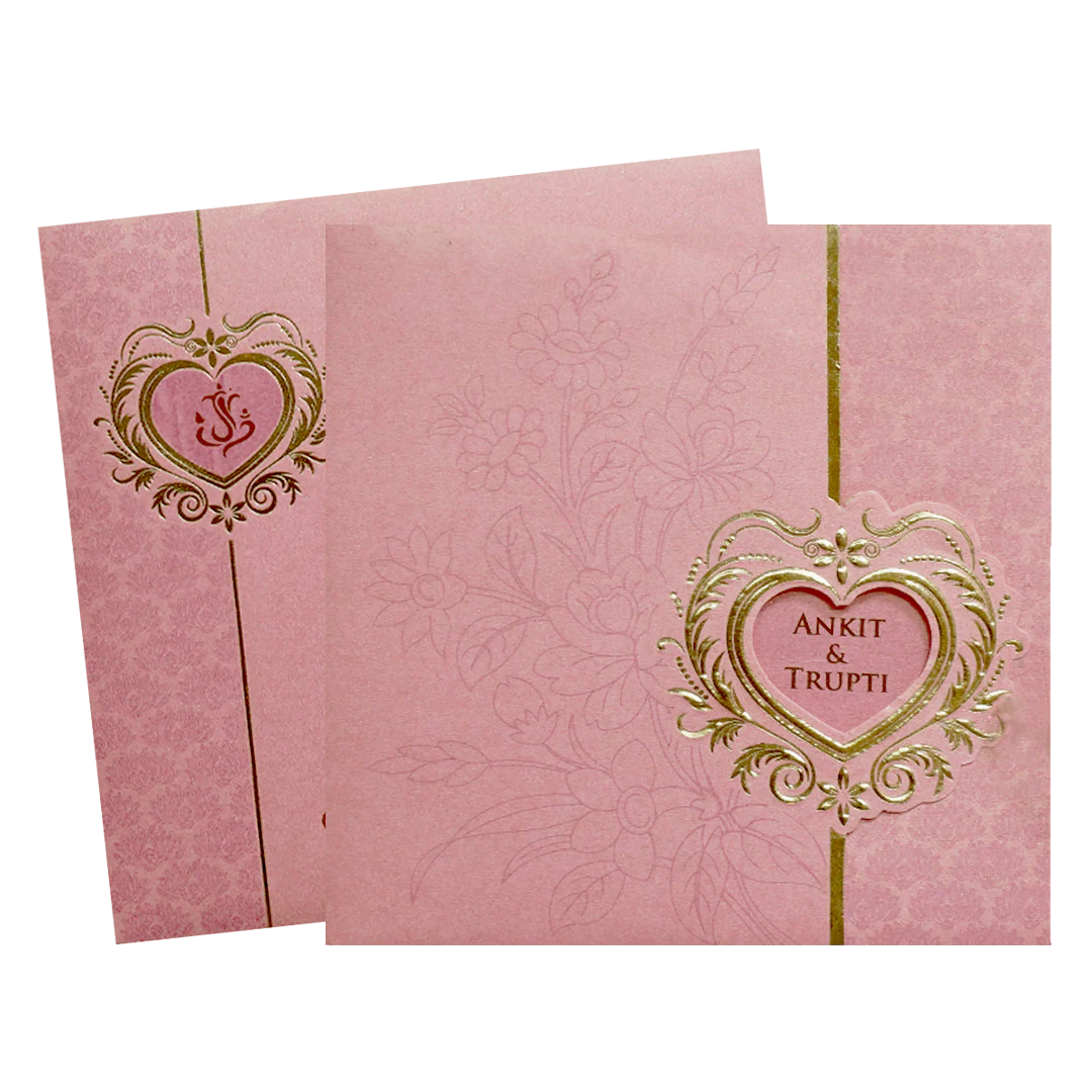 Pink Heart Motif Floral Wedding Invitation Card-KPR06210 - Image 2