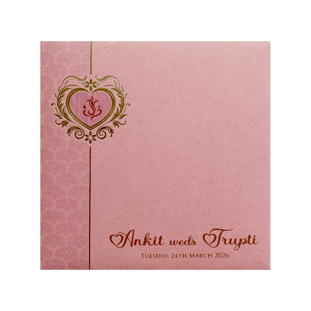 Pink Heart Motif Floral Wedding Invitation Card-KPR06210 - Image 4