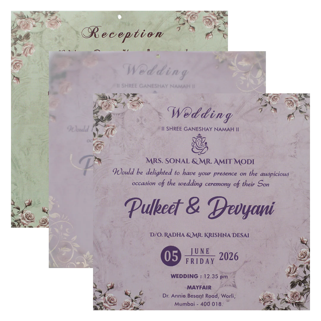 Pink Laser Cut Padded Wedding Card-KJTS1808 - Image 5