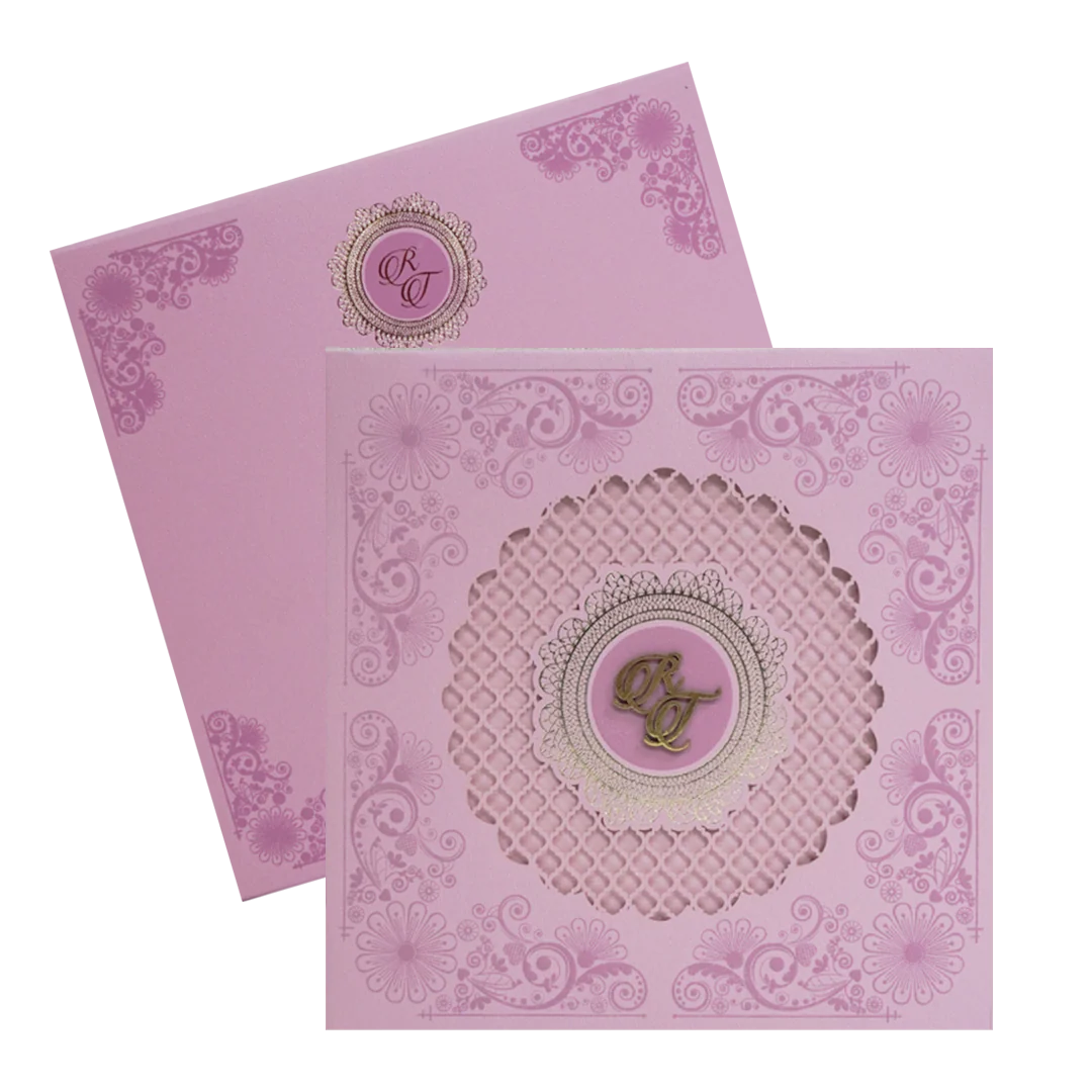 Pink Padded Laser Cut Wedding Card-KPR23300 - Image 2