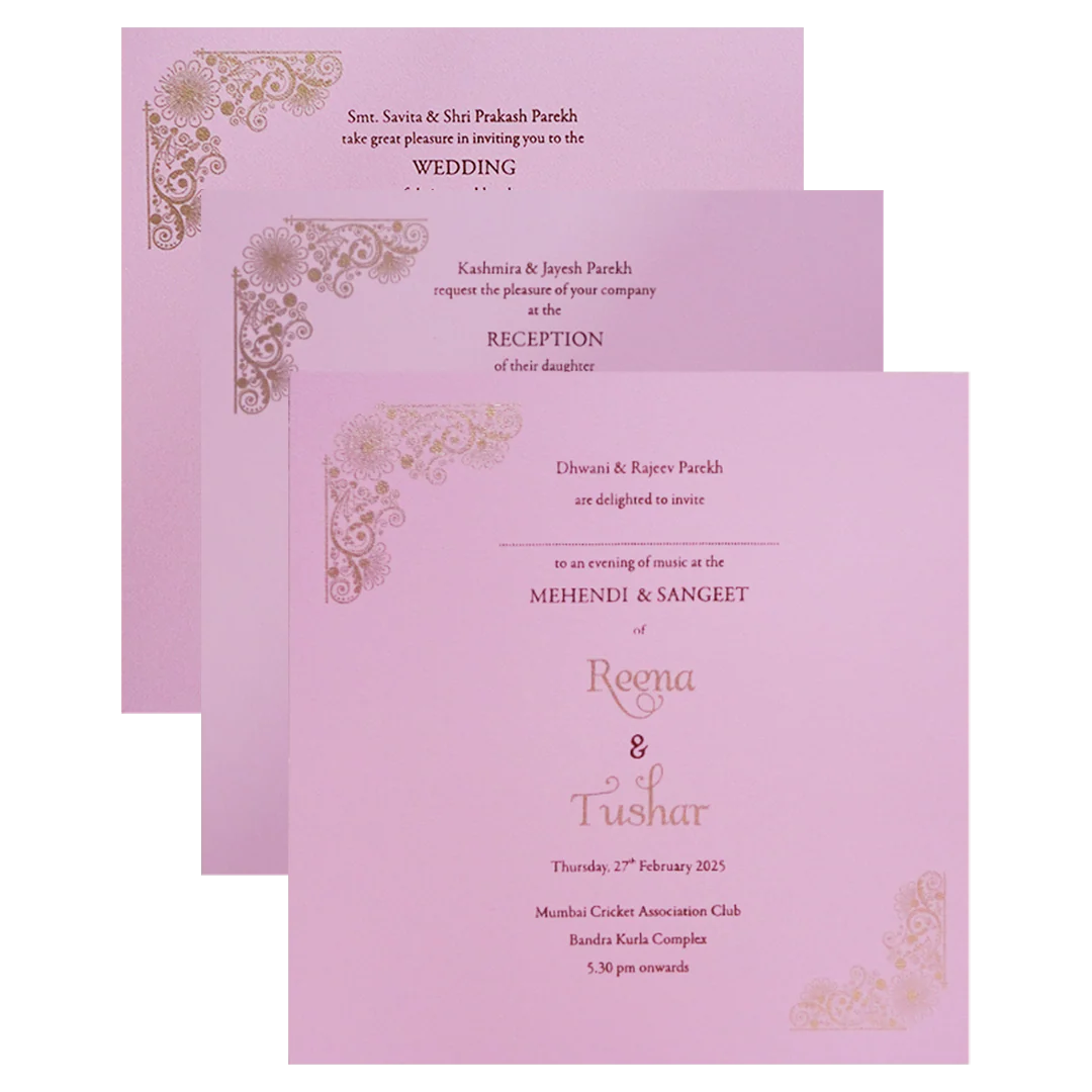 Pink Padded Laser Cut Wedding Card-KPR23300 - Image 5
