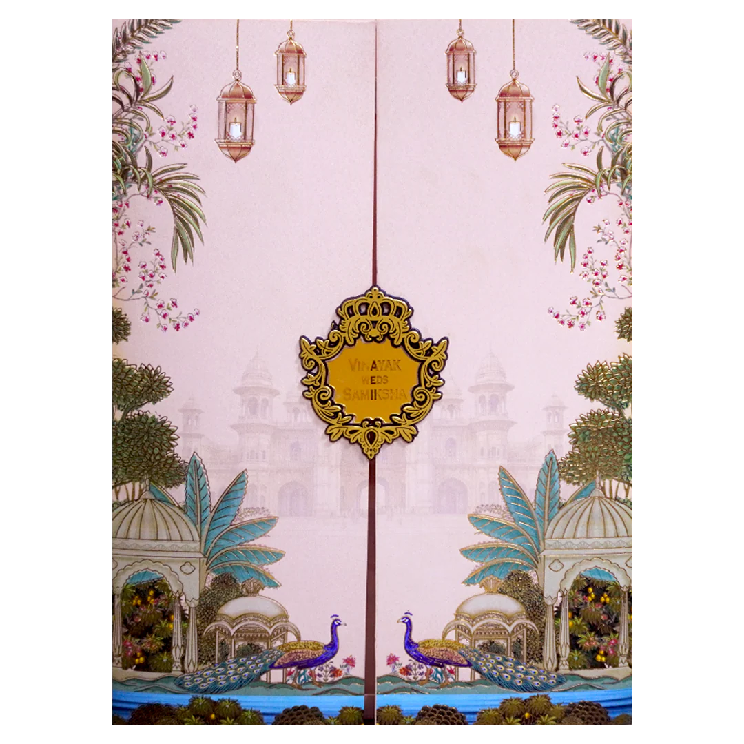 Pink Palace Themed Door - Style Wedding Card-KNKC4079 - Image 3