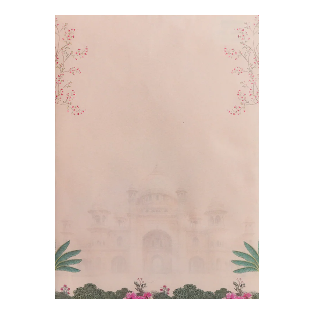 Pink Palace Peacock Floral Wedding Card-KNEP1613 - Image 4