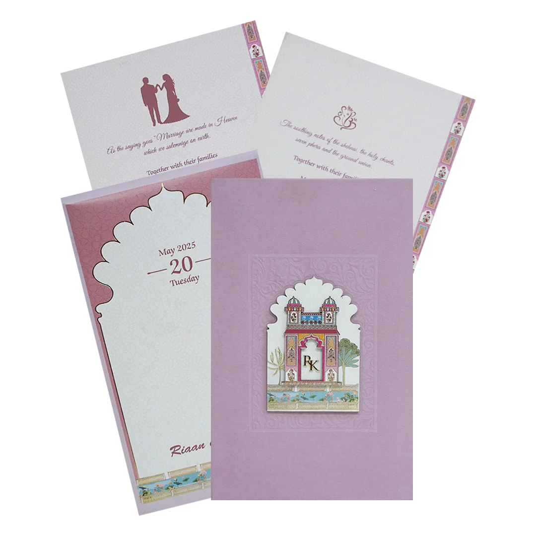 Pink Pop-Up Soft Fabric Wedding Card-KPR23950