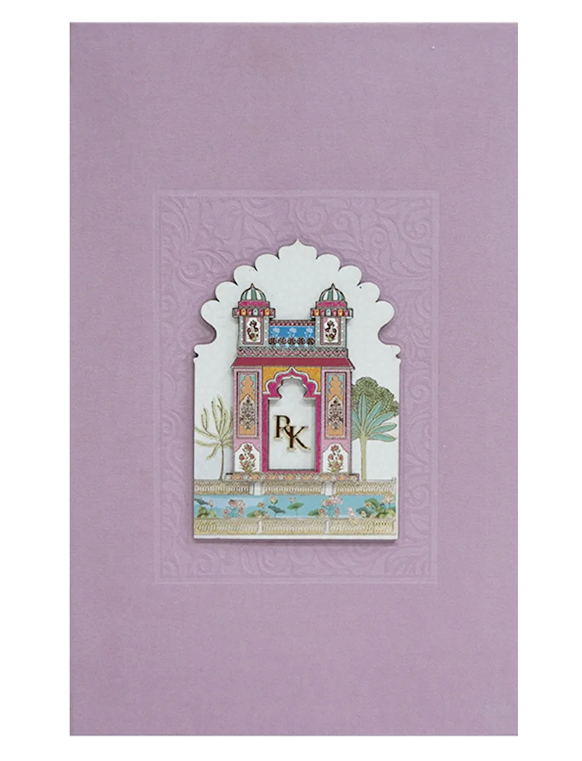 Pink Pop-Up Soft Fabric Wedding Card-KPR23950 - Image 3