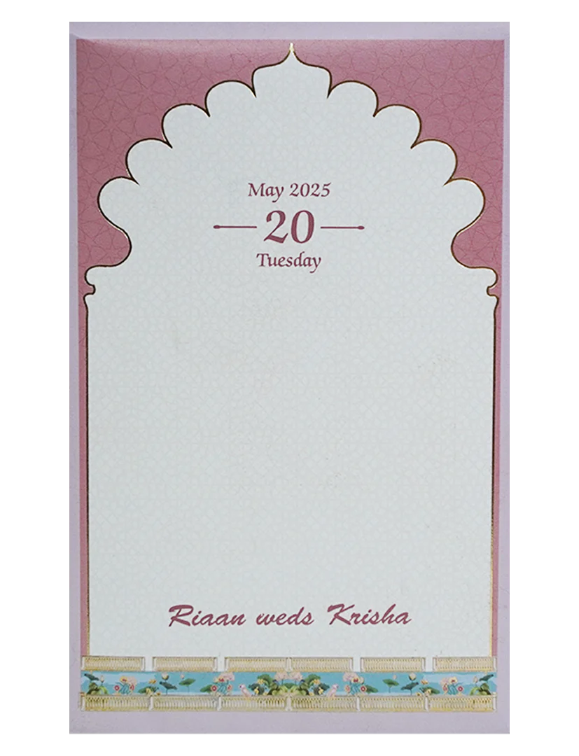 Pink Pop-Up Soft Fabric Wedding Card-KPR23950 - Image 4