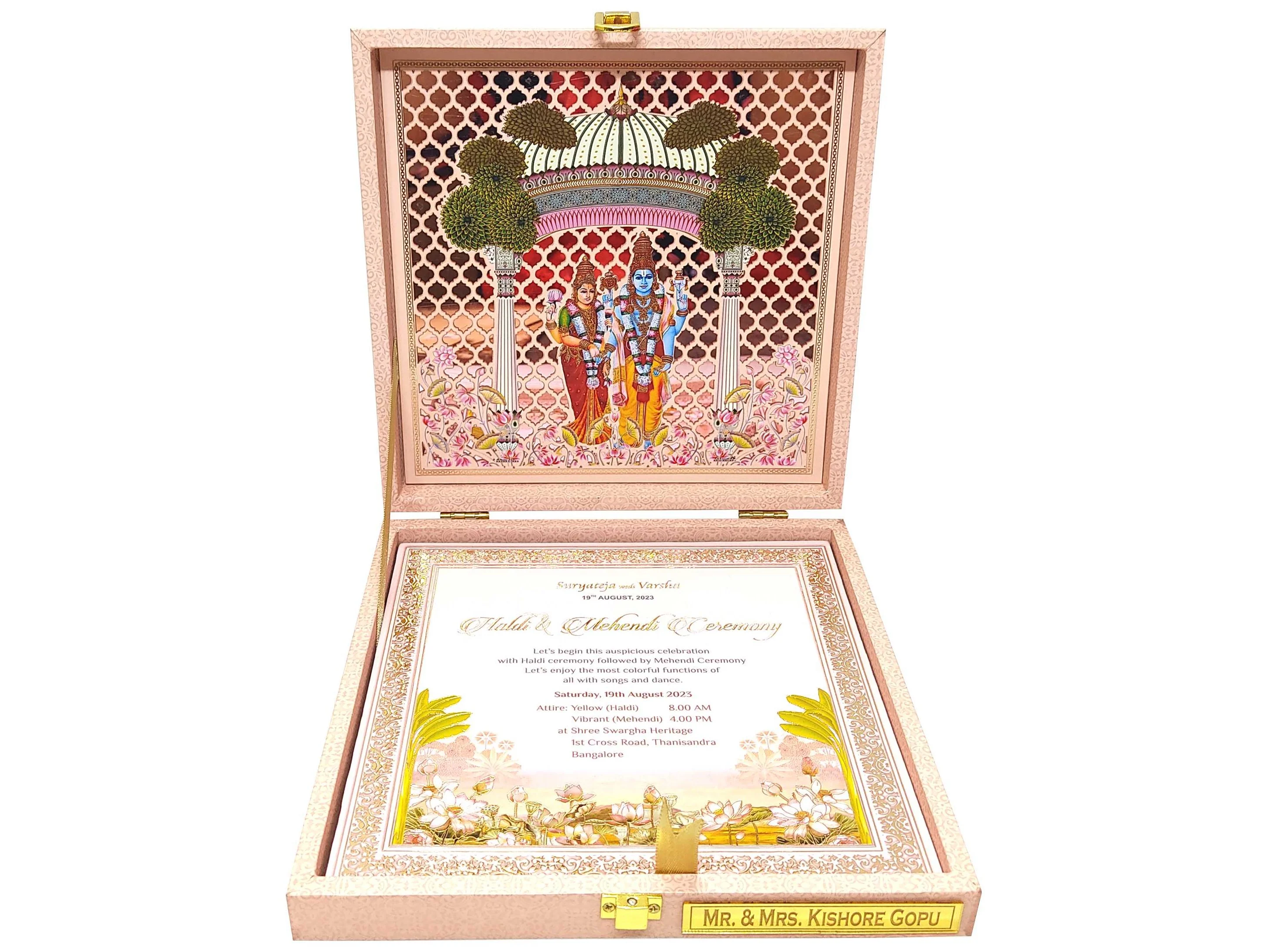 Pink Premium Balaji Padmavati Theme Invitation Card-KNKUP055 - Image 3