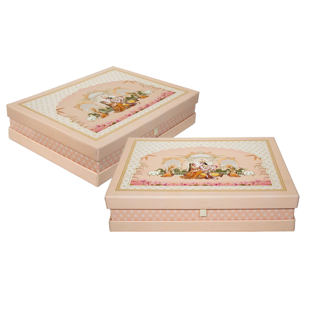 Pink Radha Krishna Wedding Invitation Box-KMMEX8340 - Image 4