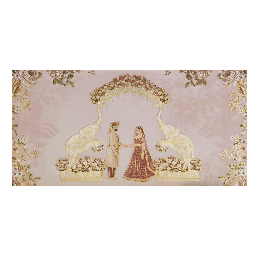 Pink Royal Arch Elephant Wedding Card - KVN06880 - Image 3