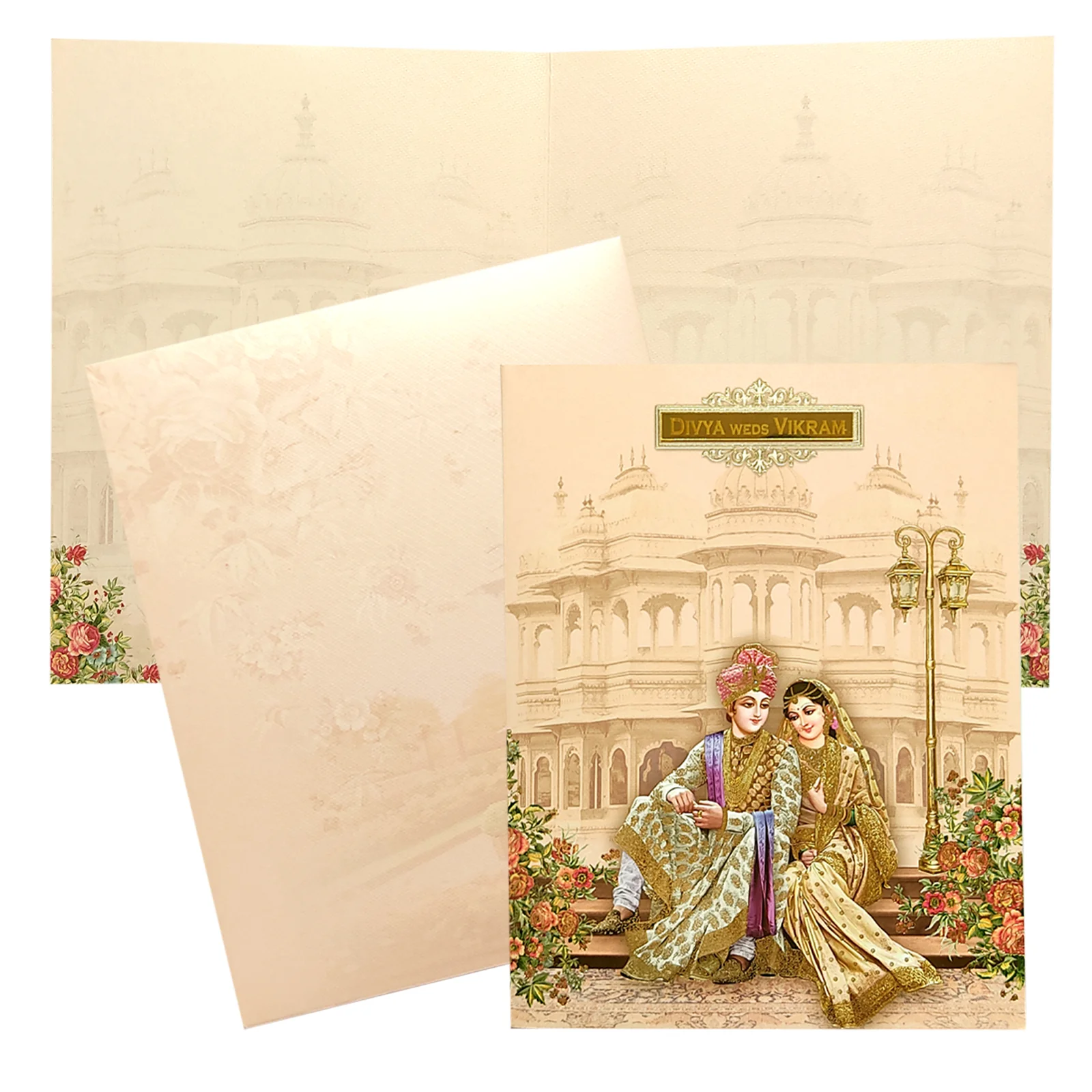 Pink Royal Bride Groom Invitation Card-KNKN6302