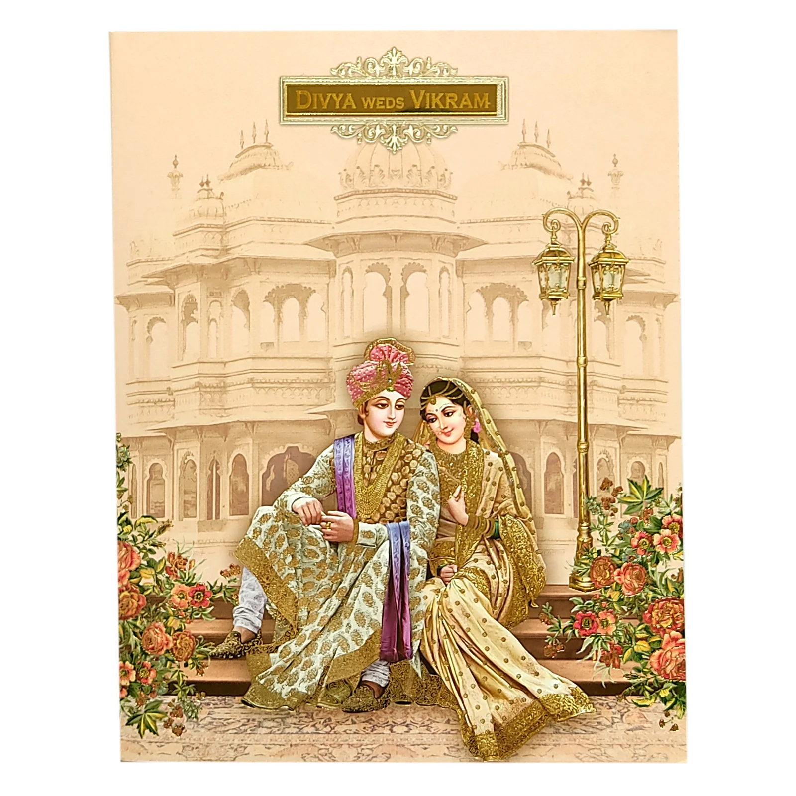 Pink Royal Bride Groom Invitation Card-KNKN6302 - Image 3