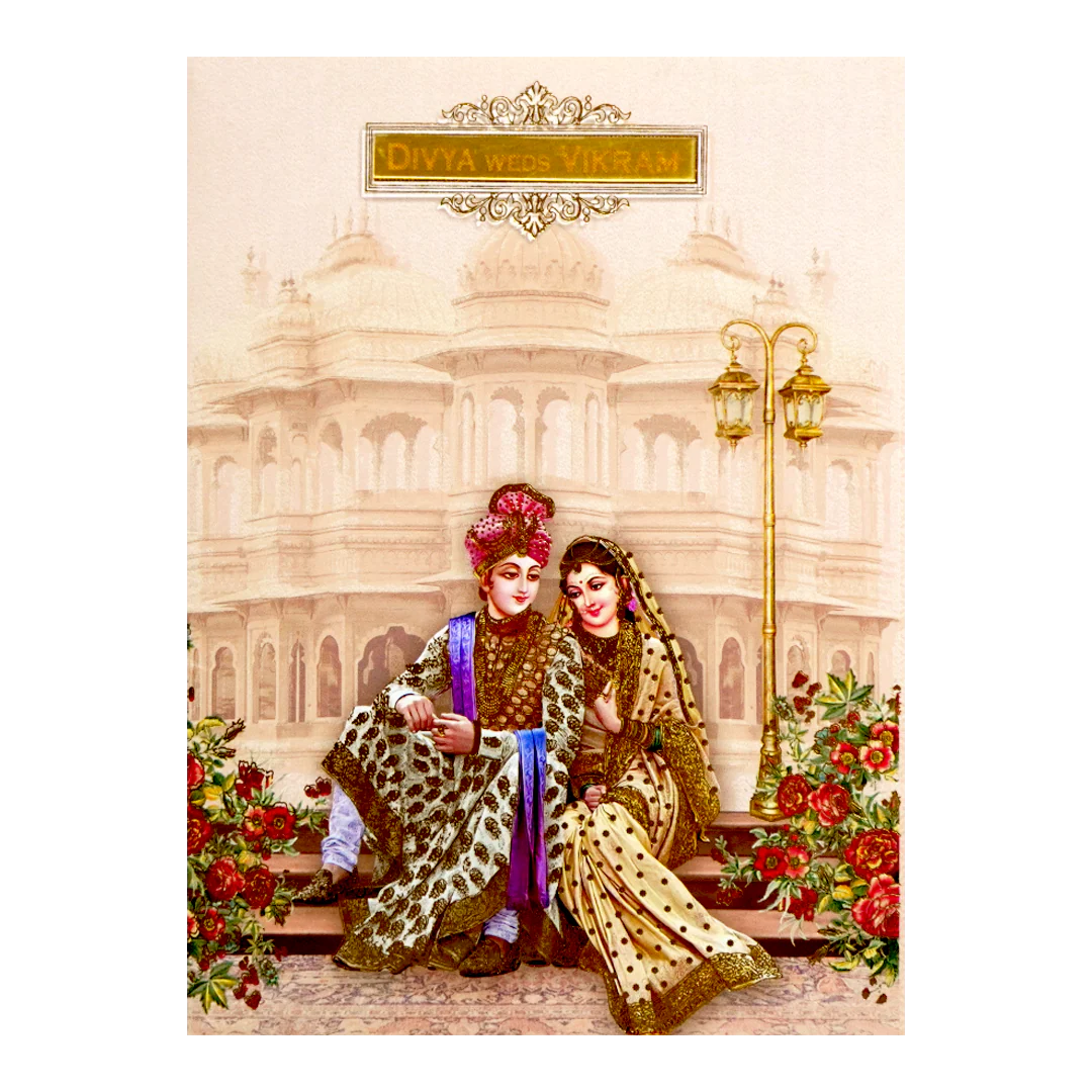 Pink Royal Floral Nameplate Wedding Card-KNTY6801 - Image 3