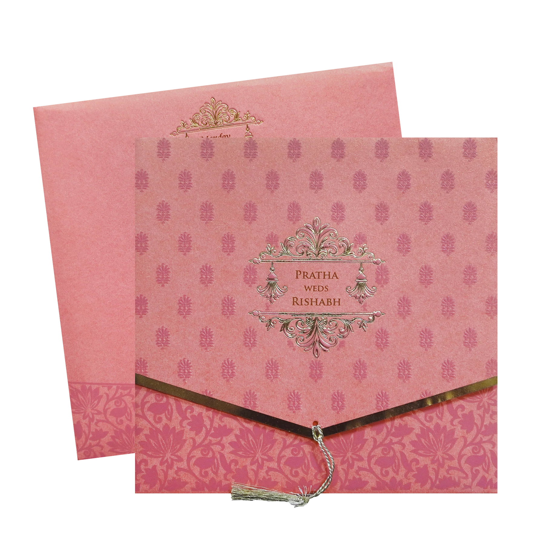 Pink Royal Tassel Wedding Invitation Card-KPR06170 - Image 2