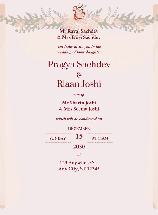 Pink Arch Punjabi Wedding Invitation-AAPUN007 - Image 2