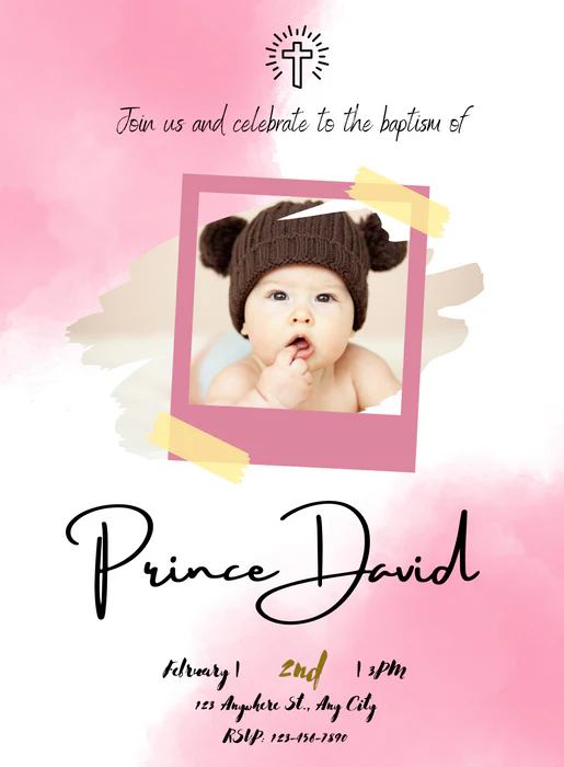 Pink Blessings Baptism Ceremony Invitations-AABAP003 - Image 2