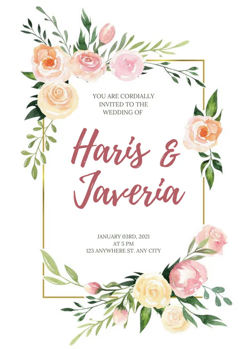 Pink Botanical Wreath Floral Wedding Invitation-AAFWI002 - Image 2