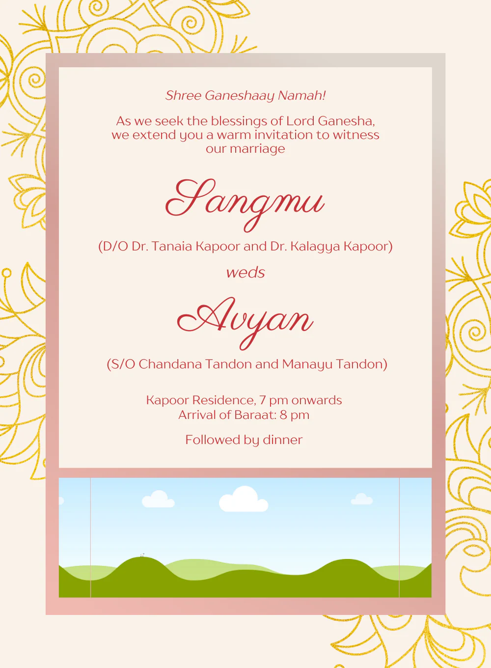 Pink Designs Photo Based Wedding Invitation-AAPHO004