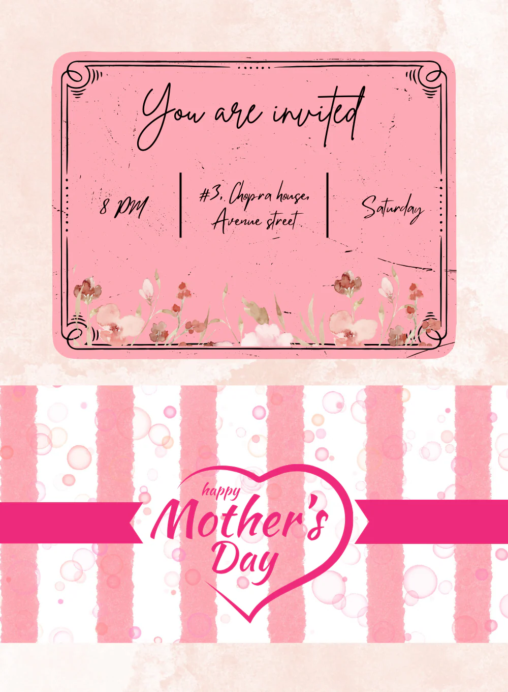 Pink Fence Mother's day Invitation-AAMOT006