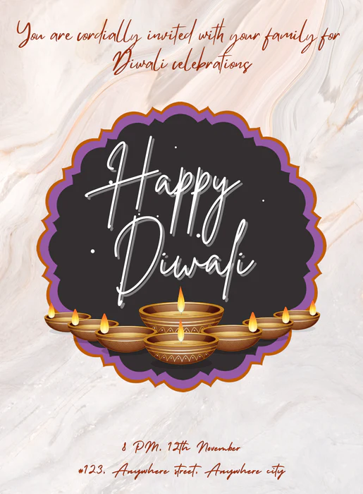 Pink Glow Diwali Invitations-AADWI010 - Image 2